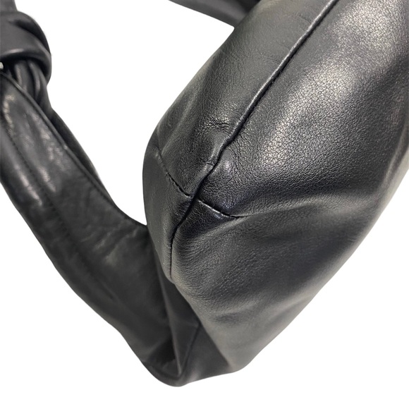 LUPO Slouchy Knotted Strap Oversized Hobo Black Leather Bag - Picture 6 of 9